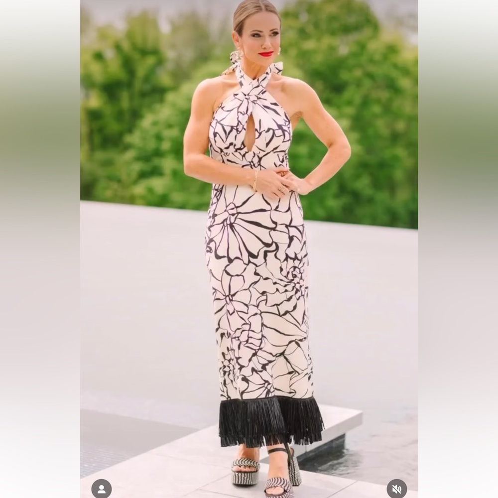 NWT ANTONIO MELANI Black and White Floral Maxi Dress